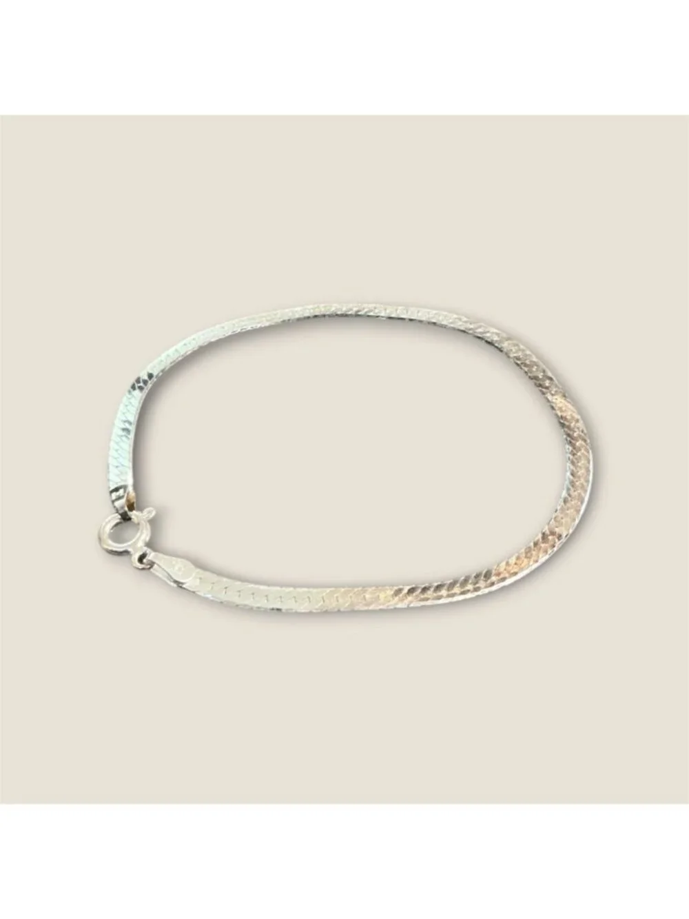 Sterling Silver Herringbone Bracelet 7 Inches Italy Polished Elegant Jewelry Gif